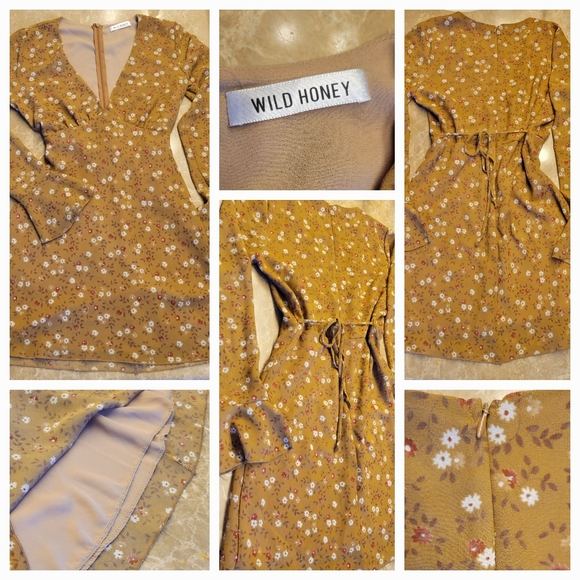 Wild Honey Deep V-Neck Floral-print Dress, S - Picture 16 of 16